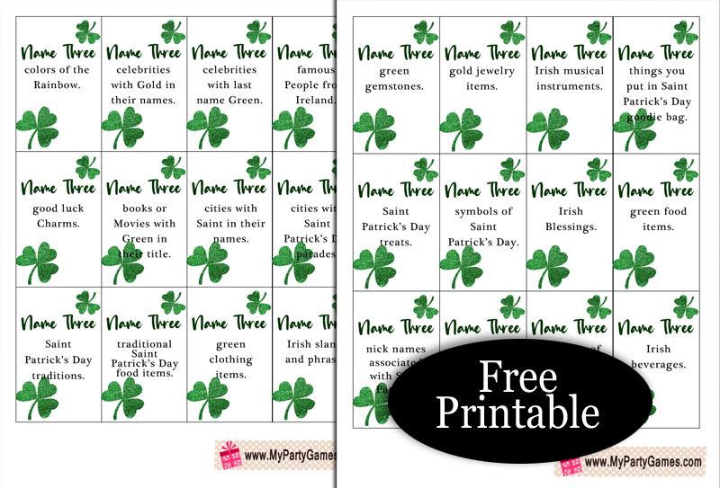 Free Printable Five-Second Saint Patrick's Day Game