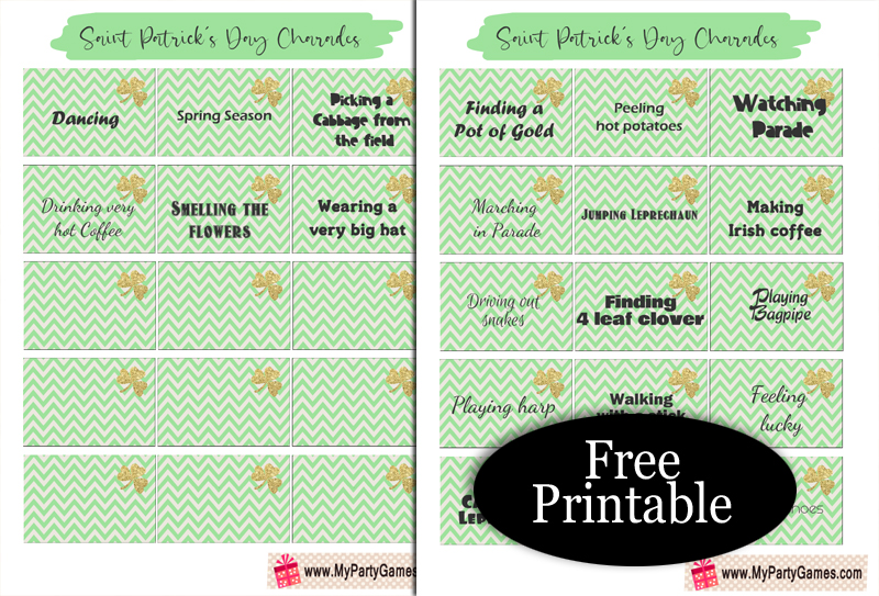 21 Free Printable Saint Patrick's Day Charades Cards