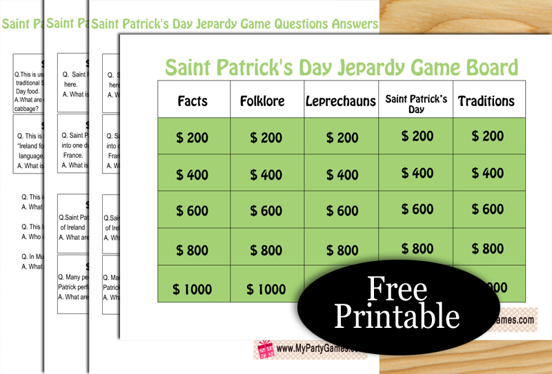 Free Printable Saint Patrick's Day Jeopardy-inspired Game