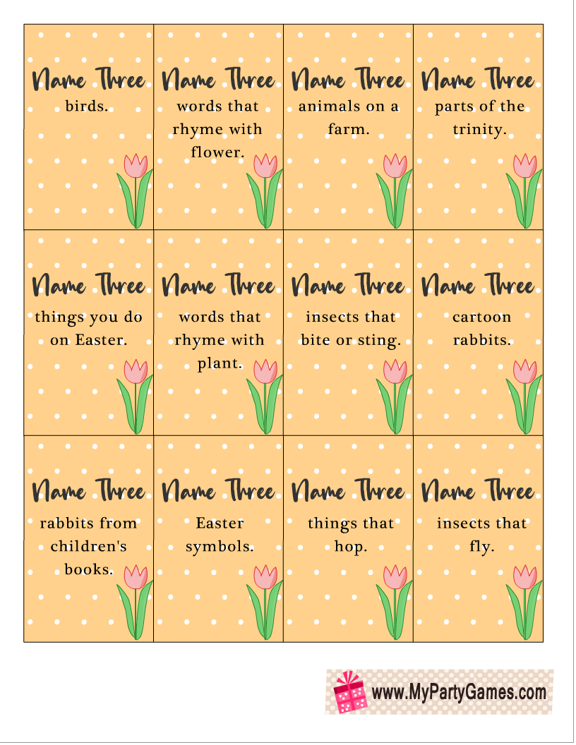 Free Printable Five-Second Easter Game Cards