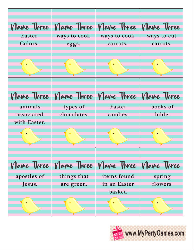 Free Printable Five-Second Easter Game 
