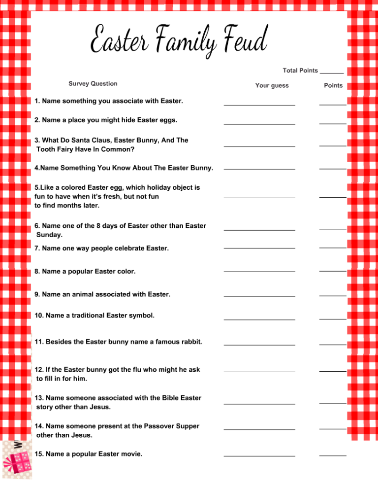 Free Printable Easter Feud Family Feud inspired Game Free Printable Easter Feud Family Feud inspired Game