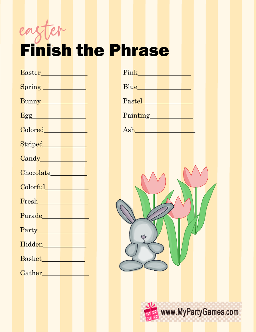 Free Printable Finish the Phrase Game for Easter