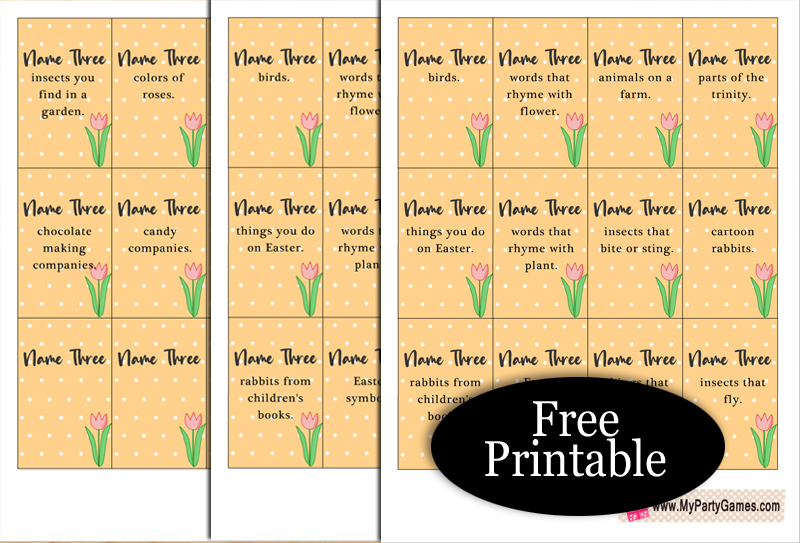 Free Printable Five-Second Easter Game Cards