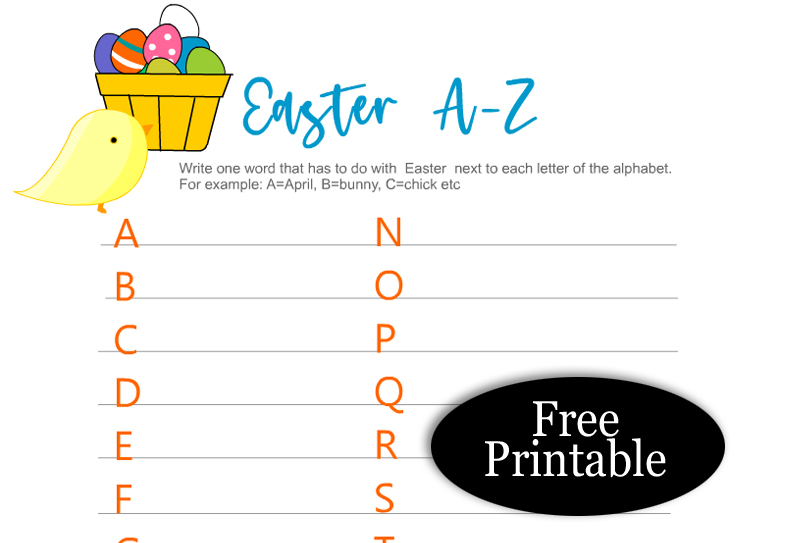 Free Printable Easter A to Z Game