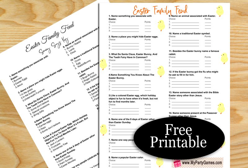 Free Printable Easter Feud, Family Feud-inspired Game