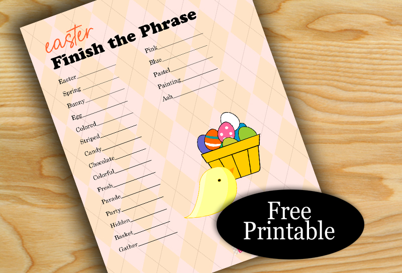 Free Printable Finish the Phrase Game for Easter