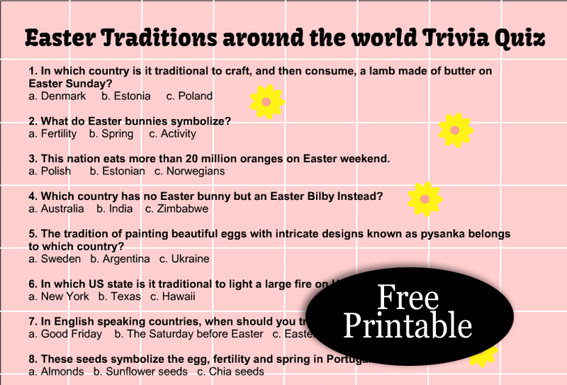 Free Printable Easter Traditions around the World Trivia Quiz