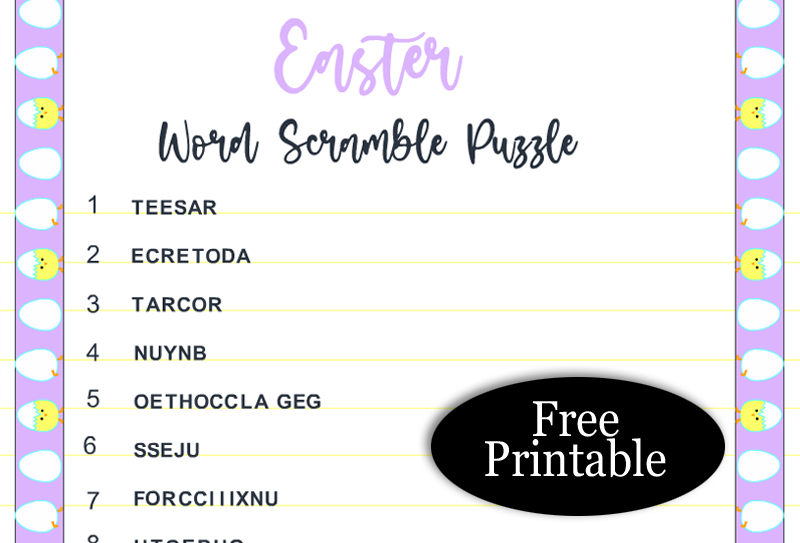 Free Printable Easter Word Scramble Puzzle
