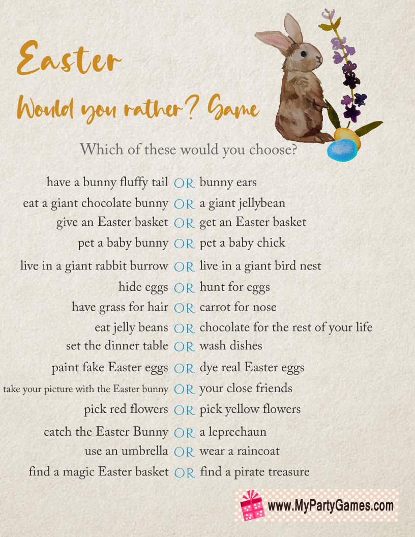 Funny Easter Would You Rather Questions for Kids