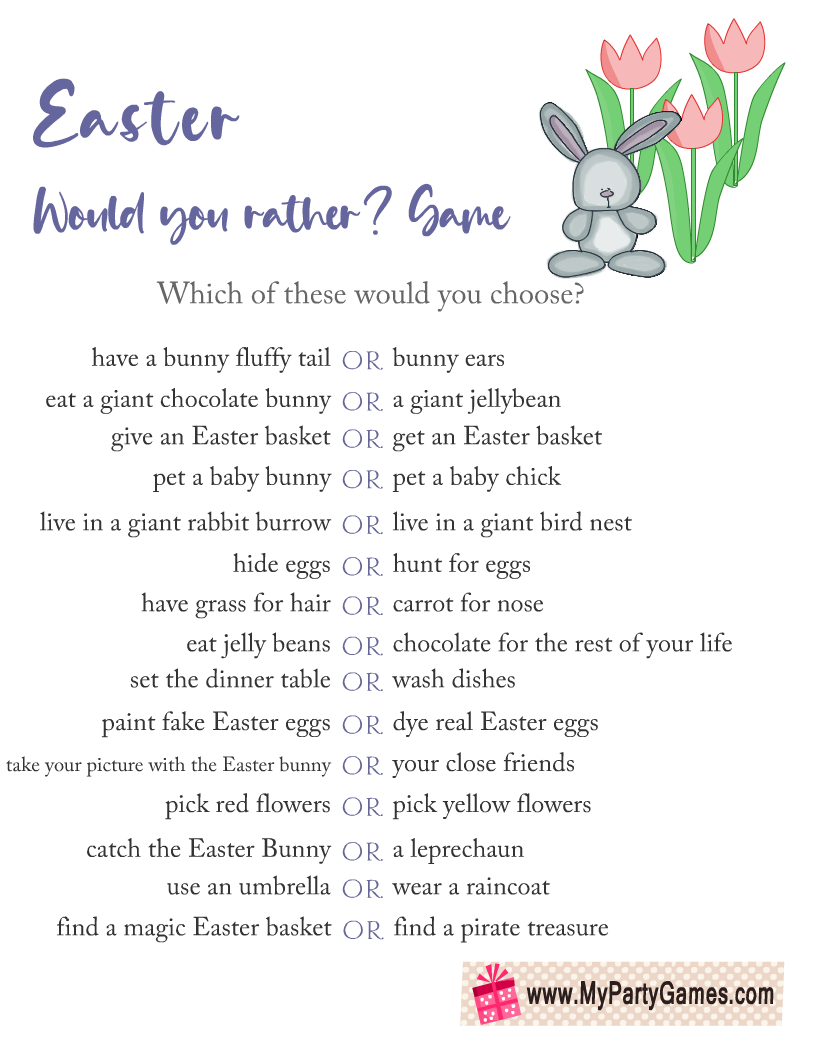 Easter Would you Rather Game Printable