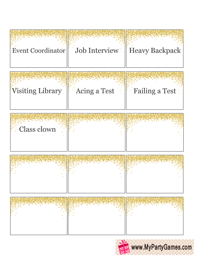 22 Free Printable Graduation Party Charade Cards sheet 2