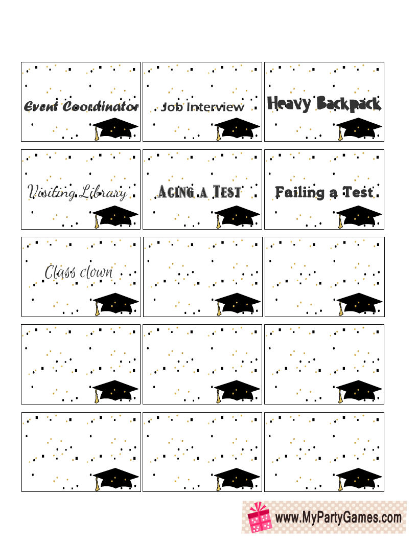 Free Printable Graduation Party Charade Cards
