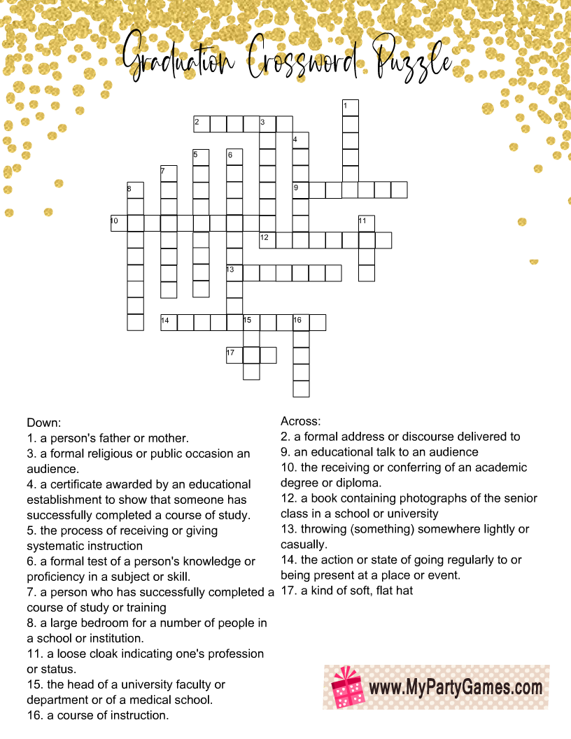 Free Printable Graduation Crossword Puzzle
