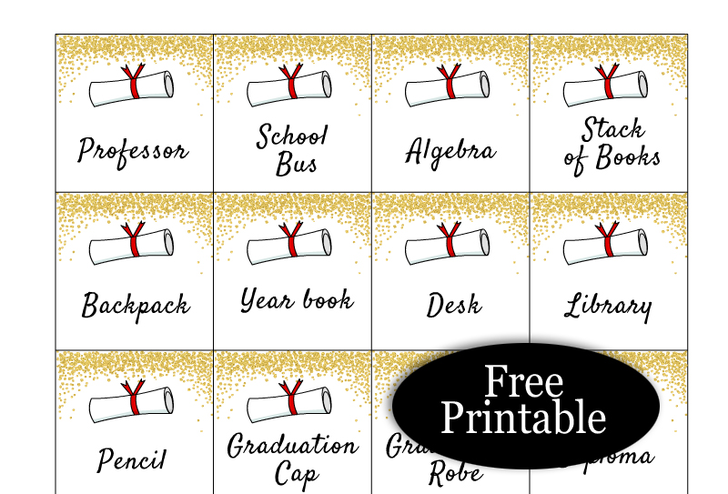 Free Printable Graduation Pictionary Clue Cards