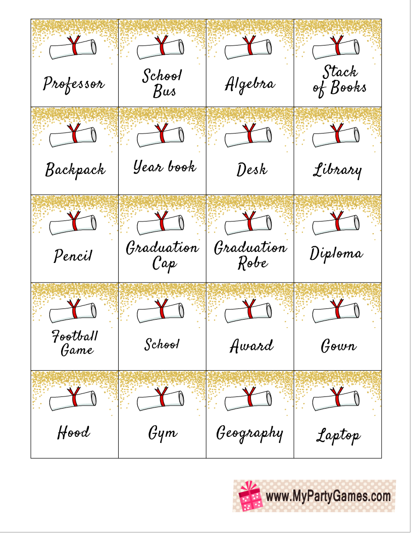 Free Printable Graduation Pictionary Clue Cards