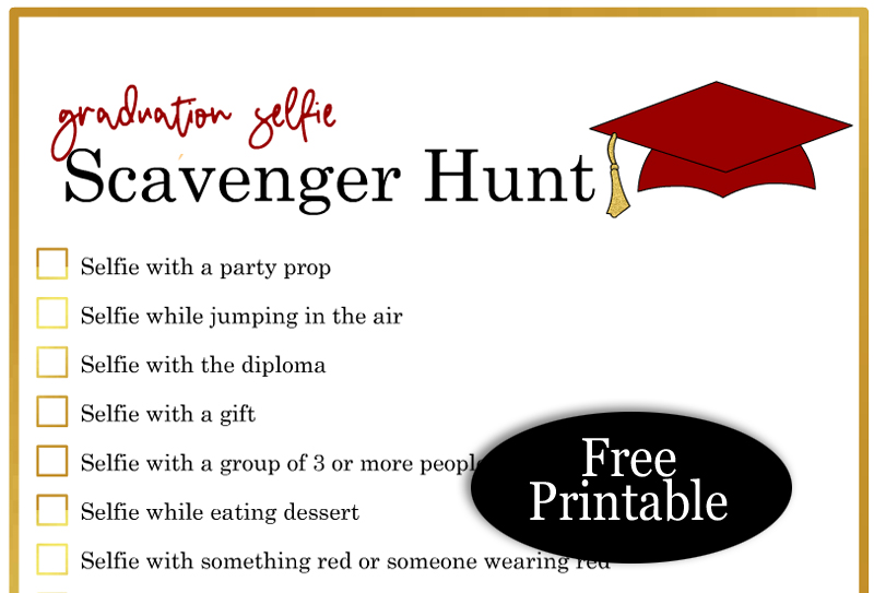Free Printable Graduation Party Selfie Scavenger Hunt