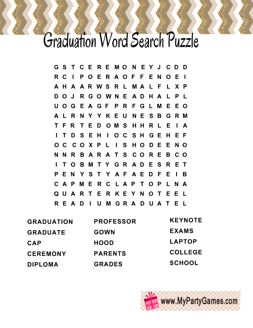 Graduation Word Search Puzzle Free Printable