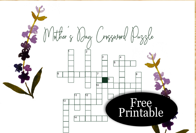 Free Printable Mother's Day Crossword Puzzle with Solution Key