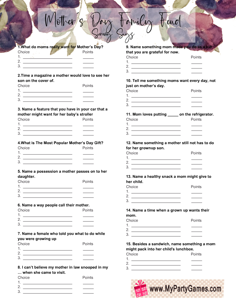 Mothers Day Games Bundle Printable Games for Mother's