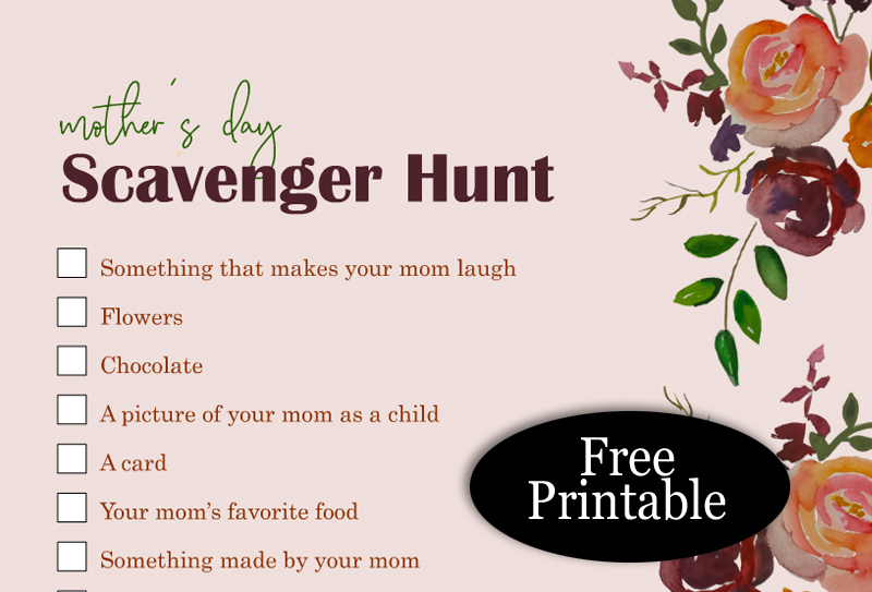 Free Printable Mother's Day Scavenger Hunt for Kids