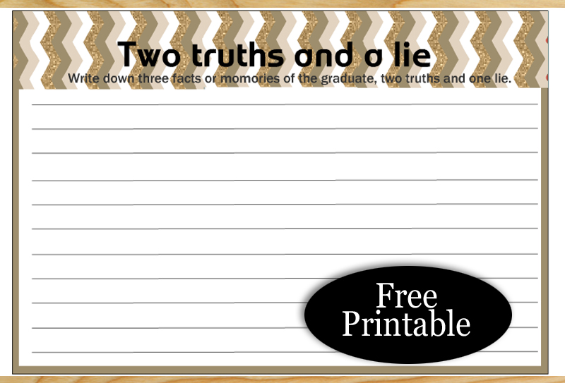 Free Printable Two Truths and Lie Graduation Party Game