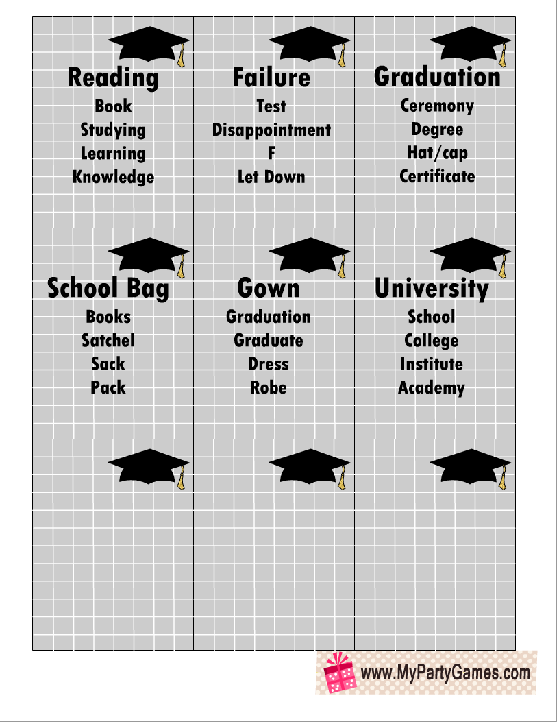Free Printable Graduation Taboo Game Cards