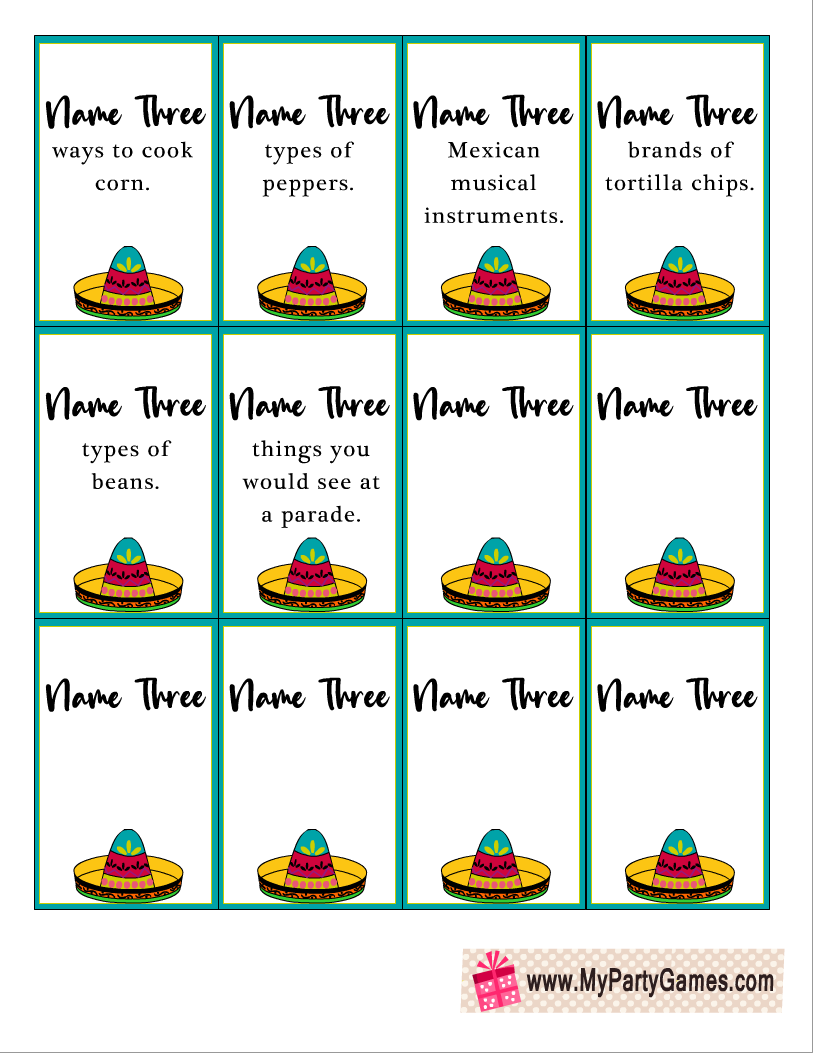 Free Printable Cinco de Mayo and Fiesta Five-Second Game 1