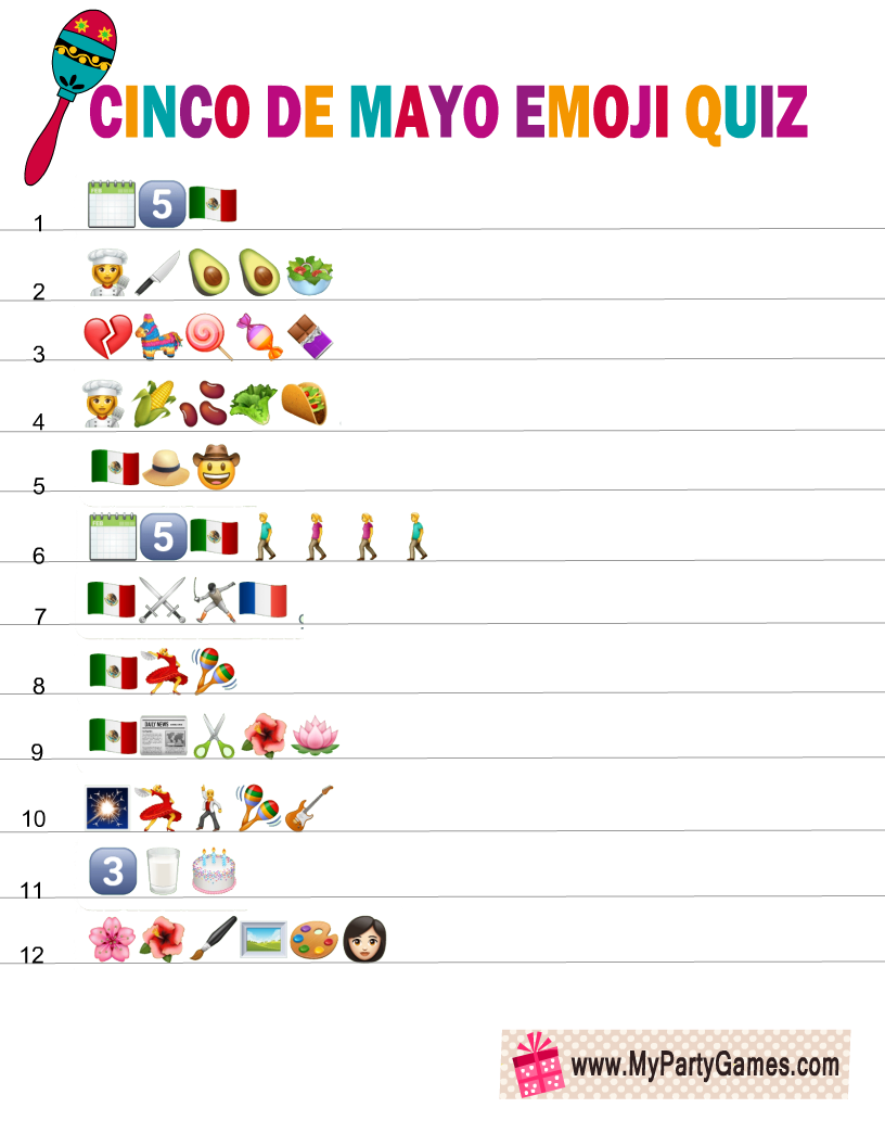 Cinco de Mayo Mexican Emoji Pictionary Quiz