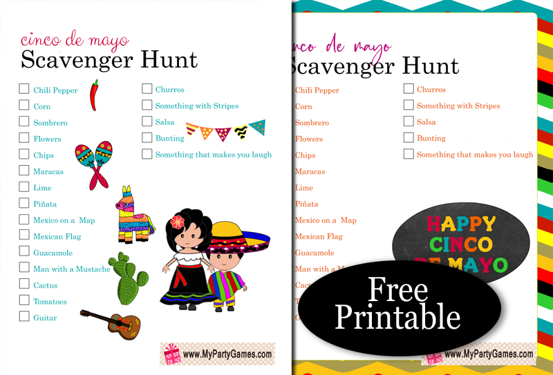 Free Printable Cinco de Mayo Scavenger Hunt Game for Kids