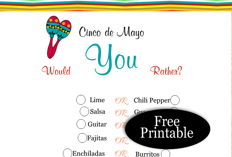 Cinco De Mayo Printable Game Spanish Drink If Adult 