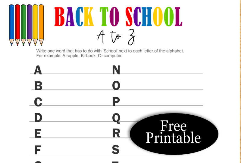 Free Printable Back-to-School A to Z Game