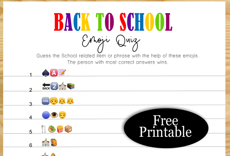 Free Printable Back to School Emoji Pictionary Quiz