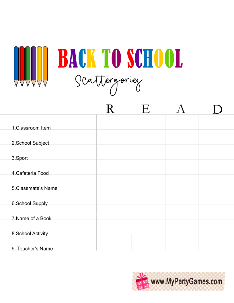 Free Printable Back-to-School Scattergories-inspired Game 1