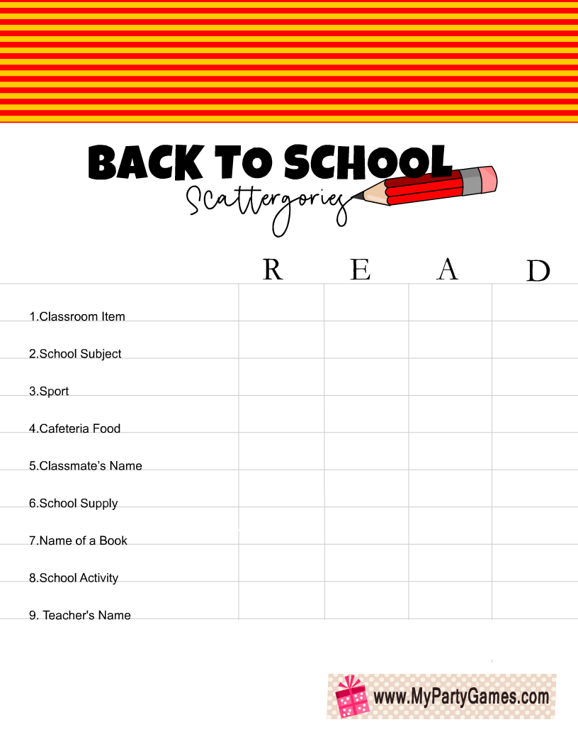 Free Printable Back-to-School Scattergories-inspired Game