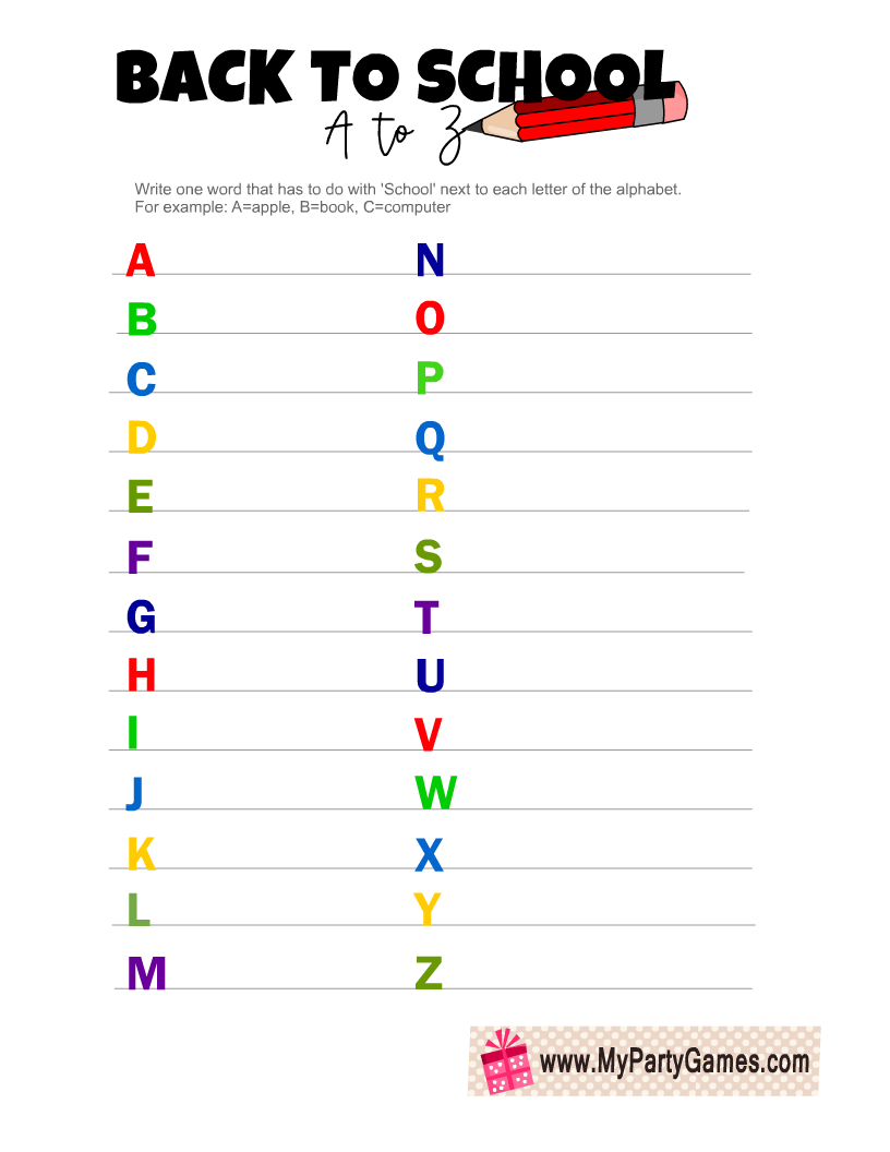 Back to School Alphabet Game Printable - Happiness is Homemade