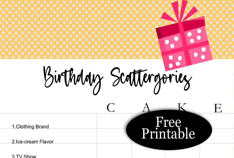 Free Printable Scattergories-inspired Birthday Game