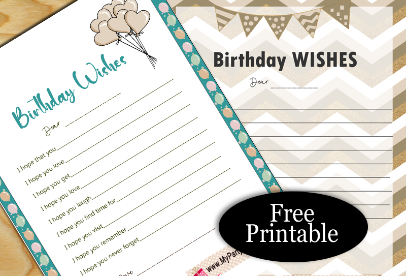 Free Printable Wishes for the Birthday Honoree Cards