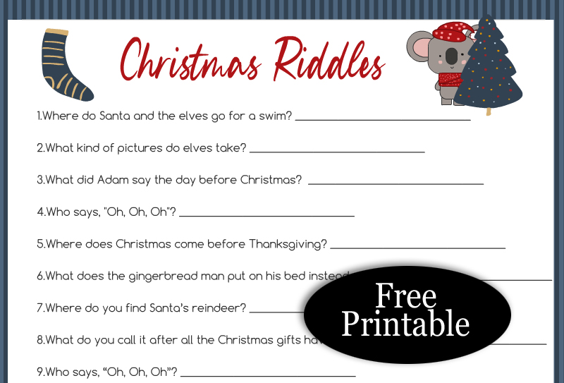 Christmas Think Fast Printable Game Instant Download for 