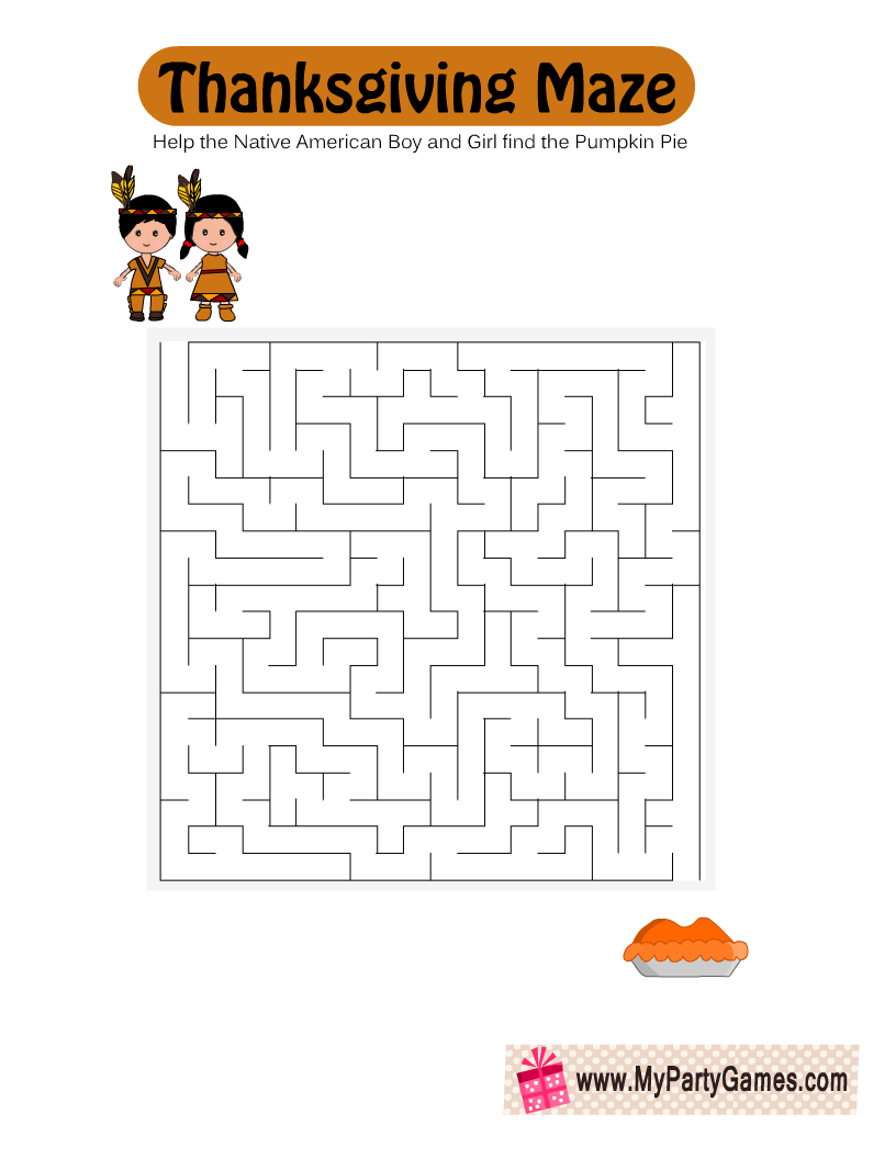Free Printable Thanksgiving Maze with Solution
