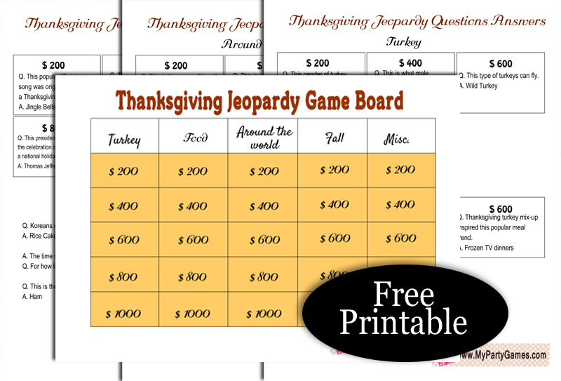 Free Printable Jeopardy-inspired Game for Thanksgiving