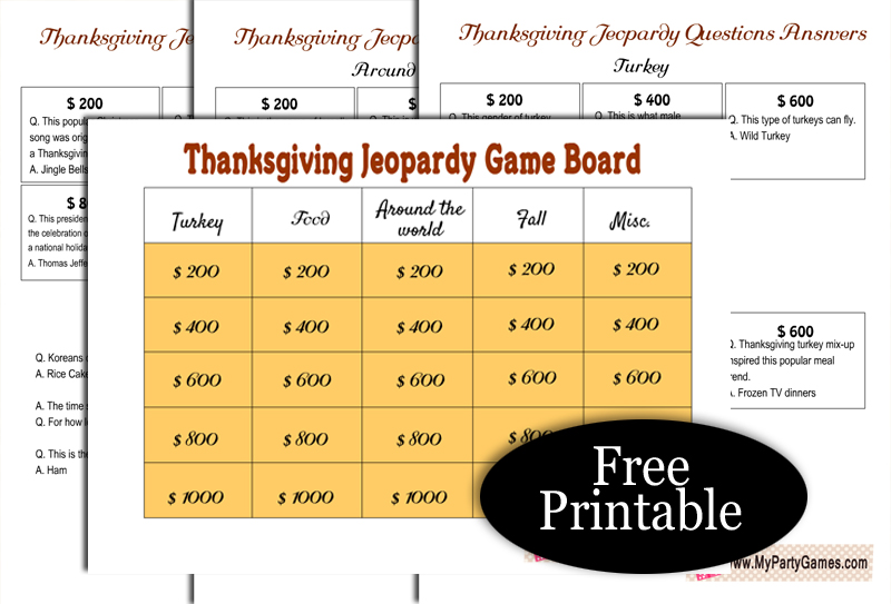 Thanksgiving Trivia Game, Think Fast Game, Thanksgiving Printable Games,  Fun Friendsgiving Game, Zoom Game, Family Game, Instant Download