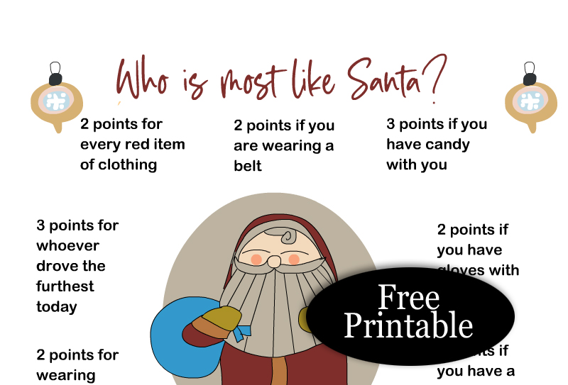 Who is most like Santa? Free Printable Christmas Game