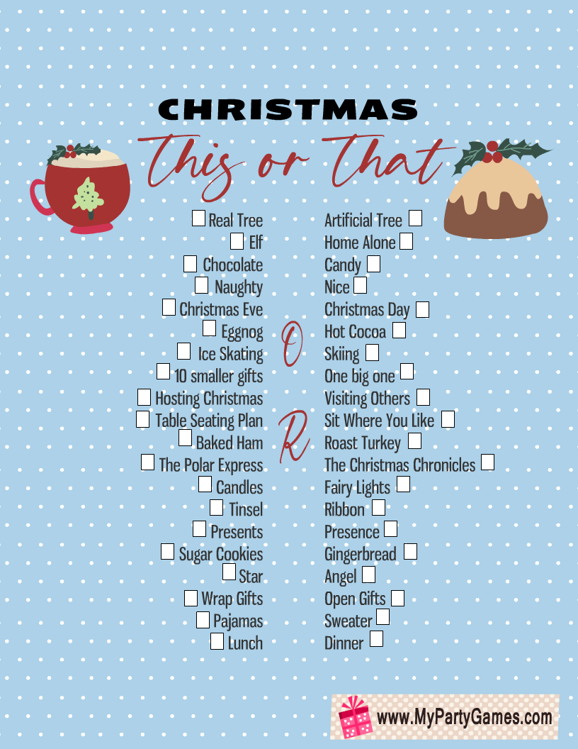 Christmas This or That Game Printable