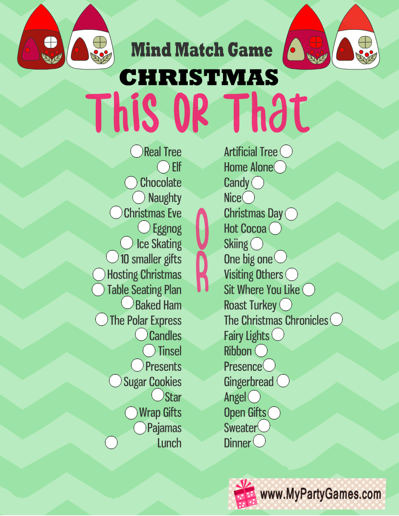 Free Printable Christmas This or That Game