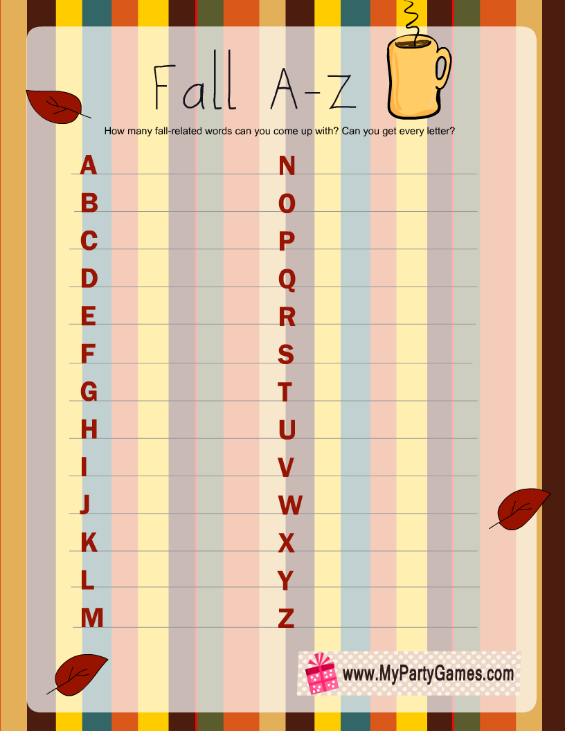 Free Printable Fall A-Z Game