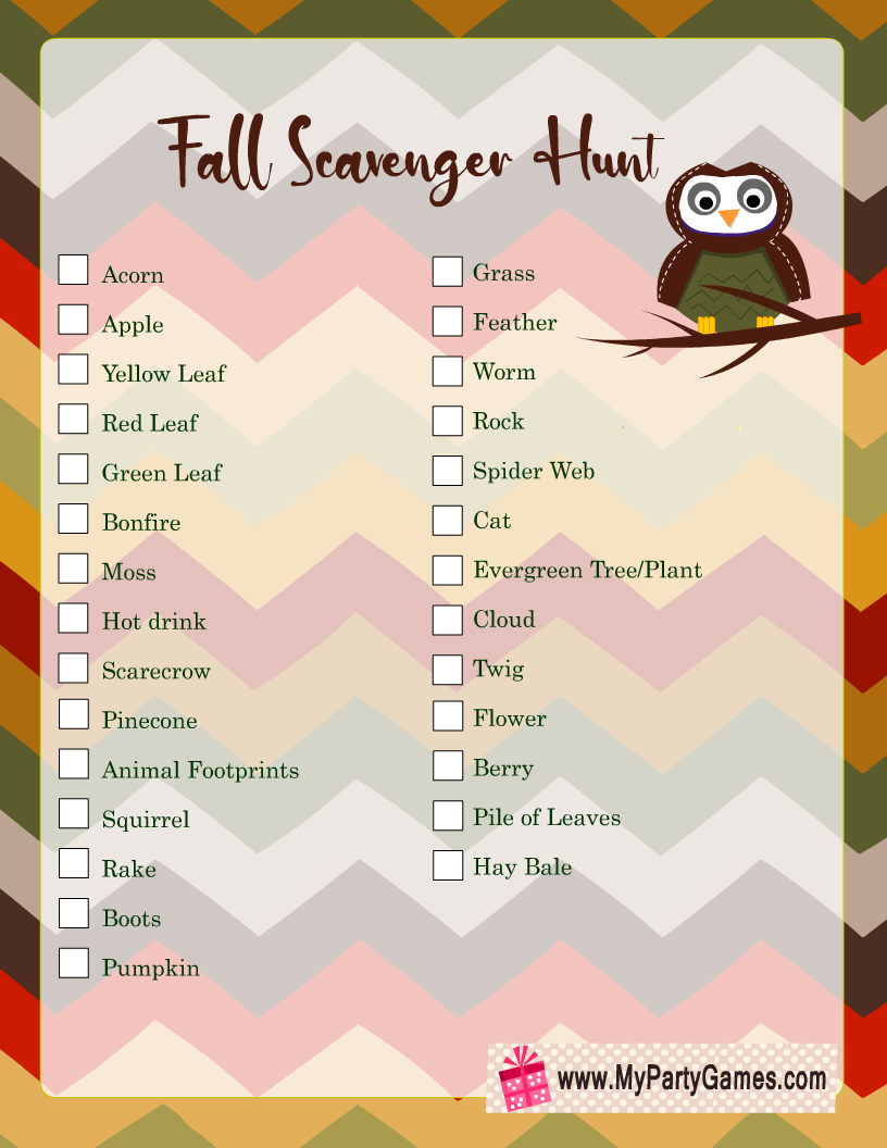 Fall Scavenger Hunt Game