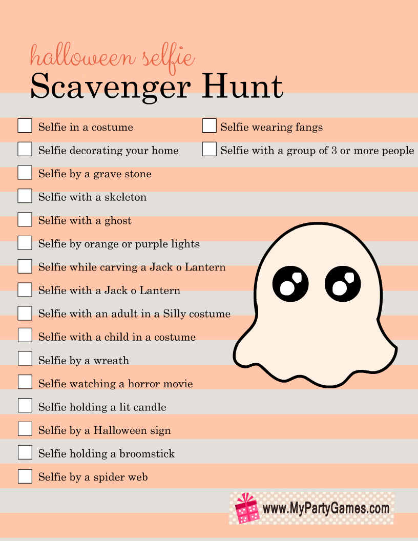 Free Printable Halloween Selfie Scavenger Hunt
