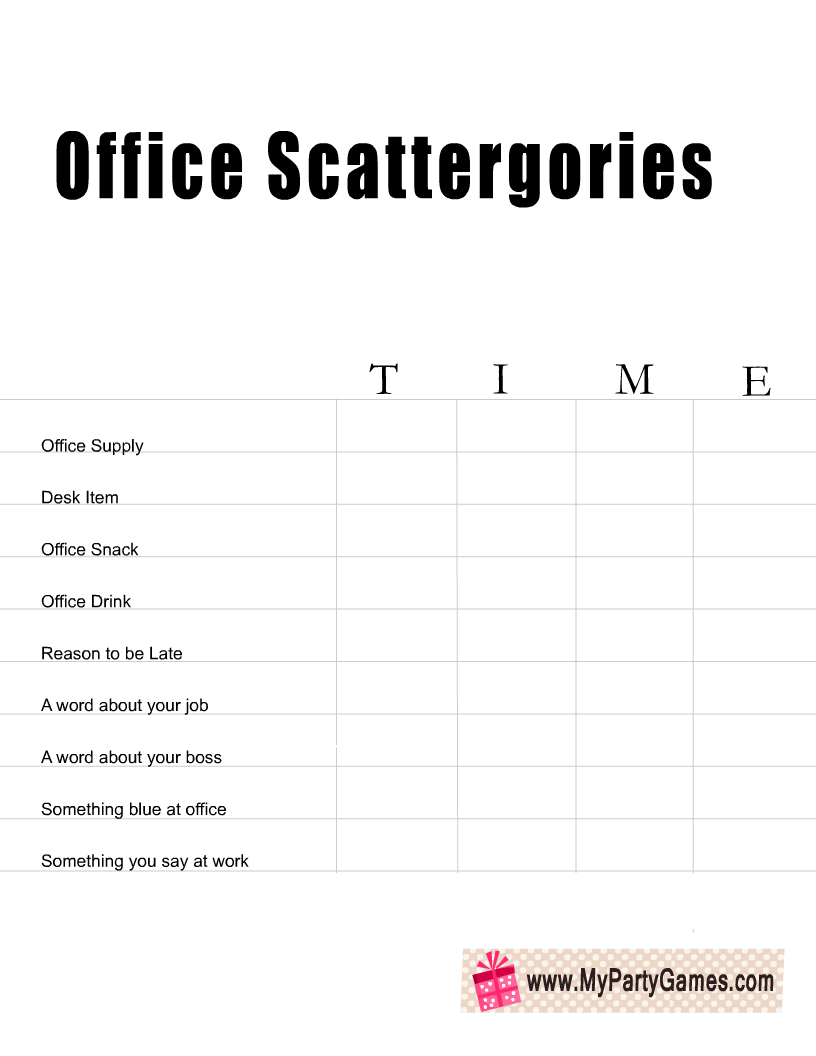 Office Scattergories, Time