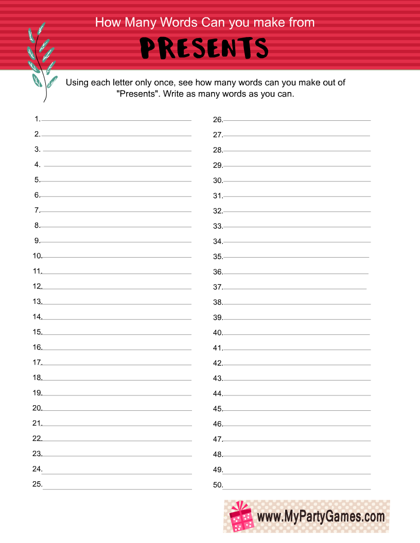 Free Printable Christmas Word Game